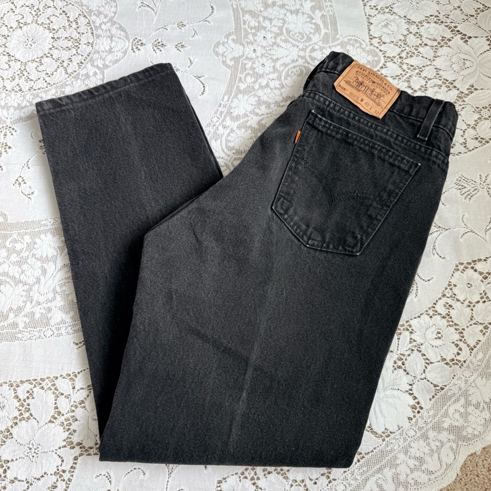 Vintage Levi’s 505 90’s Orange Tab Made in USA Black Denim‎ Jeans 40x32 Vintage